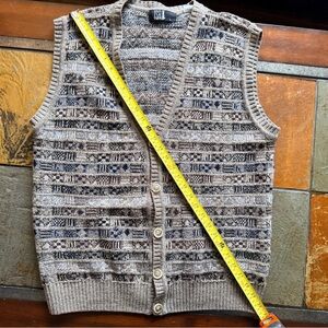 TSR wool blend grandpa sweater vest browns luxury outdoor camping large vintage